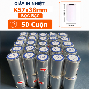 50 Cuộn Giấy In Nhiệt K57x38 Bọc Bạc | Giấy In Bill K57 Phi 38 | Giấy In Hóa Đơn POS Cho Máy Tính Tiền