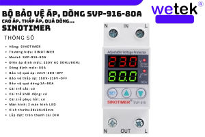 SVP-916 80A At bảo vệ điện áp dòng điện hiện số LED Sinotimer chịu tải siêu lớn 80A cao thấp áp mất trung tính...