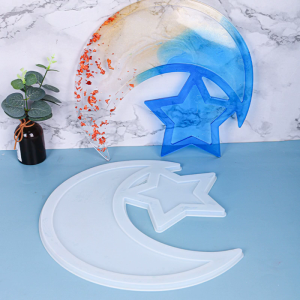 Ramadan Dessert Tray Epoxy Resin Mold Moon Star Ramadan Serving Plate Silicone Mould DIY Crafts Muslim Pastry Display Holder Party Decoration Casting Tools