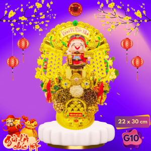 Tháp tỏi chưng ông Địa Thần Tài năng lượng hưng vượng có đèn - TỎI CÁT TƯỜNG