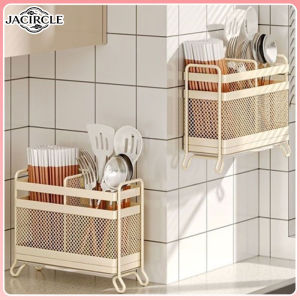 The joy of home Chopsticks Holder Cutlery Storage Rack Wall Mounted Drip Tray Tahan Karat Kitchen Organizer Rumah Tangga