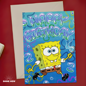 SpongeBob Happy Birthday Card | Cute Cartoon Birthday Card | Funny Nostalgic Greeting Card