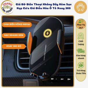 Giá Đỡ Điện Thoại Không Dây C2 Kèm Sạc Điện Thoại Găn Cửa Gió Điều Hoà Xoay 360 Độ Nhỏ Gọn- Tiện Lợi