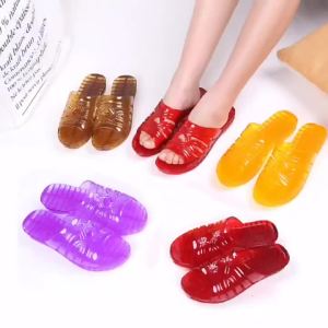 [Free Shipping] Womens Summer New Crystal Plastic Sandals High Heel Open Toe Wedge Outdoor Moms Sandals