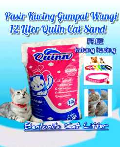 Paket Hemat 12 Liter Pasir Kucing Gumpal Wangi QUINN CAT SAND-Free Kalung Lucu-THE BEST CAT LITTER