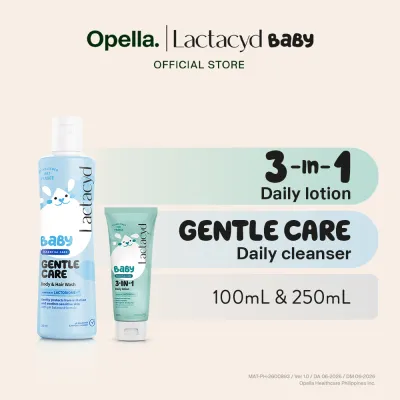 Lactacyd Baby Lotion 3-in-1 Daily Body Lotion 100mL + Gentle Care Baby Wash Shampoo 250mL