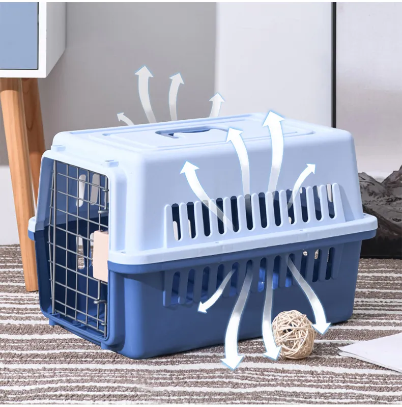 Pet Travel Cage Portable Outdoor Pet Cage Airline Approved Pet Carrier Cage Dog Cat Outdoor Carrier Small Animal Air Box Car Transport Crate Large