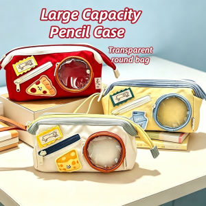 Pencil Case Multi Compartment Canvas PVC Zipper Stationery Organizer Pen Bag 5 Layer Desk Storage School Use