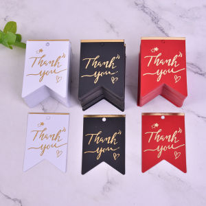 50pcs DIY Bronzing Gold Stamping Thank You Gift Hang Tags Label Sticker Handmade Wedding Party Decoration Kad Card 礼品袋吊卡