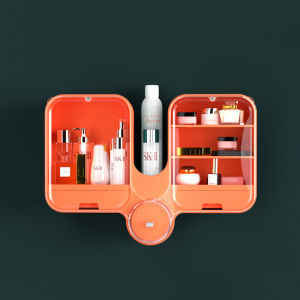 【Soft Lip Shop】Wall-Mounted Storage Rack Toilet Cosmetics Bathroom Wash Face Table Free Punching Rack Cabinet Bathroom Multi-functional Shelf Large Capacity Wall Hanging Free Punch