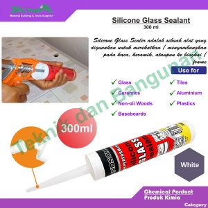 Lem Silicone Botol Kaca Silicone Glass Sealant 300ml Hitam Clear Putih