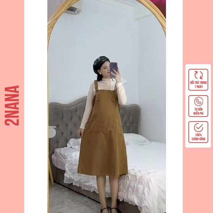 Sét Yếm Váy ❤️ ❤️Yếm Nhung Tăm Áo Len Cổ 3 Phân Dáng Váy 3 Màu Nâu Rêu Đen  Hàng Quảng Châu ❤️ | Lazada.vn