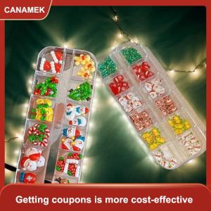 【CANAMEK】 12 Lưới Giáng Sinh Loạt Móng Tay Nghệ Thuật Đồ Trang Sức Phim Hoạt Hình Santa Claus Elk Snowman Nail Charms Nhựa Móng Tay Nghệ Thuật Trang Trí Tự Làm Móng Tay Thiết Kế
