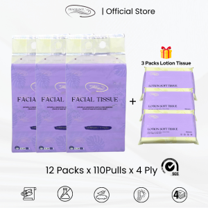 FGC Fragrance Eco-Friendly Soft Pack 4-Ply Fragrance-Free Facial Tissue Multipack (110 Sheets x12 Packs)