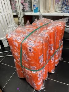 หลอดน้ำส้มปลายแหลม ยกมัด5เเพ็ค 350บาท หลอดดูดน้ำพลาสติก เกรดA สีส้ม หลอดพลาสติก