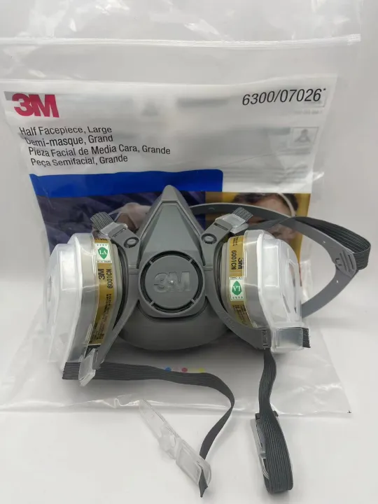 3M 6300 หน้ากากกันฝุ่นและสารเคมี พร้อมตลับกรอง 6001