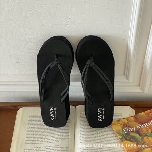 [Free Shipping] Height-Increasing Flip-Flops Slimming Korean Style Thin Strap Non-Slip Versatile Wedge High-Heel Sandals for Women Summer