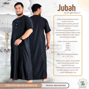 Jubah Pria Ztri Lengan Pendek Desain Modern dan Elegan  Pakaian Pria Muslim Premium Quality