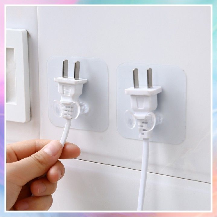 Powerful Adhesive Plastic Power Plug Socket Holder Hanger USB Cable ...