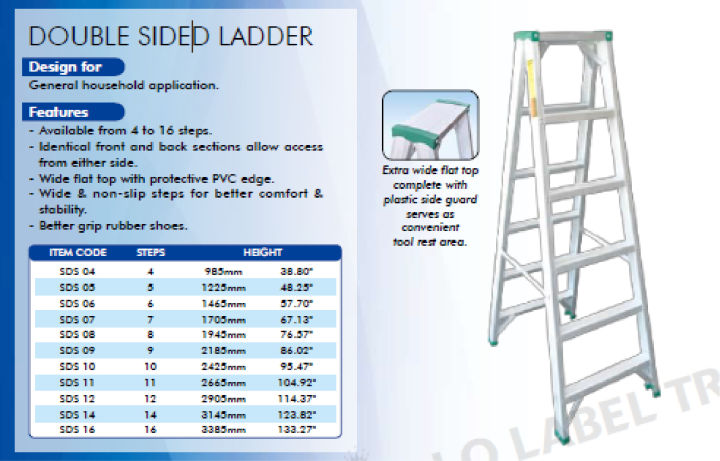 ORIGINAL Heavy Duty Aluminium Double Sided Ladder Tangga Lipat Double ...