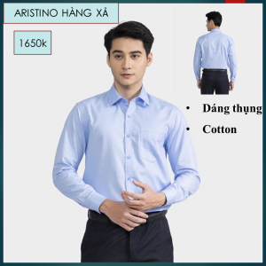Áo sơ mi dài tay Aristino B 1LS09602 màu xanh dáng suông rộng