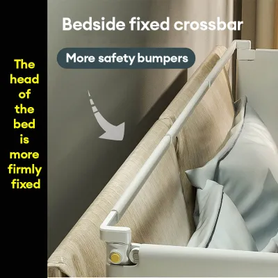 Baby Bed Fence Safe Breathable Mesh Adjustable Non-Toxic Sturdy Steel Fall-Proof Guardrail (1.4m/1.5m/1.8m/1.9m/2.0m)