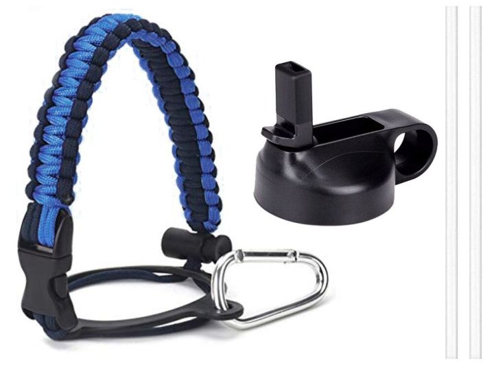 Best Paracord Handle for Aquaflask 14, 18, 22, 32, 40 and 64 oz Wide Mouth  Bottles, with Safety Ring and Carabiner, Plus One Insulated Wide Mouth