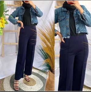 Celana Kulot Wanita Highwaist Premium / Kulot Scuba Zipper Highwaist Celana Kerja Wanita BISA BAYAR DI TEMPAT (COD)