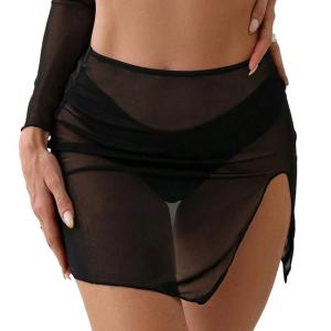 Phụ nữ bãi biển coverup quấn áo tắm ngắn coverup Váy Xẻ Bên Hông Sheer bãi biển coverup Váy Sheer Bộ Đồ Tắm coverup