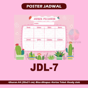 Poster JADWAL PELAJARAN wipe clean - Poster sekolah jadwal pelajaran