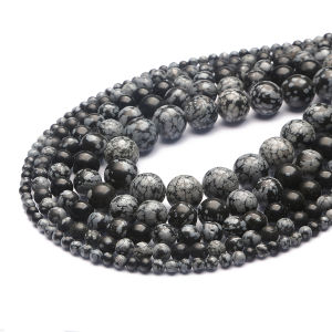 4/6/8/10/12MM Natural Stone Beads Snowflake Obsidian Loose Round Beads For Jewelry Making DIY Bracelet Necklace Earring Jewelry Accessories