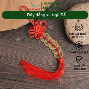 Dây xâu 5 đồng tiền xu Ngũ Đế phong thủy chiêu tài rước lộc may mắn dùng trang trí nhà cửa treo xe ô tô