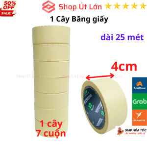 Băng keo giấy rộng 4cm dài 25 mét mỗi cuộn lõi giấy 3mm - 1 cây có 7 cuộn - Shop Út Lớn