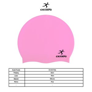 CHAMPS Topi Renang Swimming Cap Silicone - Topi Renang Dewasa Topi Renang Anak Waterproof Anti Air Pelindung Rambut