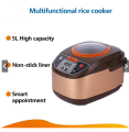 Full touch screen Smart Multifunctional rice cooker 5.0L capacity non-stick pan liner Timing suitable for: 5-6 people. 