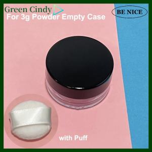 [Green Cindy] 3g Plastic Empty Loose Powder Jar With Makeup Puff Box Sifter Container Cosmetic Jar Portable Loose Powder Box Refillable Case
