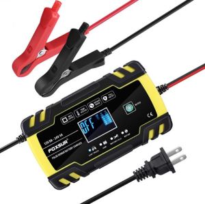 Bộ sạc bình ắc quy ô tô xe máy 12V 24V Foxsur sạc cho cả bình khô bình nước có chức năng khử sunfat cảm biến vân tay