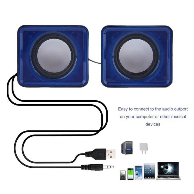 Kaufe Tragbarer Lautsprecher Mini USB Lautsprecher mit 3,5 mm Klinken Quadratlautsprecher Leichtgewicht für Mobiltelefon PC Laptop MP3 Geschenk zum Preis ab 3.45