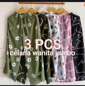 3 PCS CELANA PENDEK WANITA DEWASA JUMBO MOTIF / CELANA WANITA PENDEK /KOLOR PENDEK WANITA JUMBO
