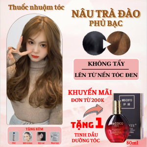 Thuốc nhuộm tóc màu Nâu Trà Đào - Không cần tẩy / Nhuộm tóc tiện lợi tại nhà - Tặng kèm oxi trợ nhuộm