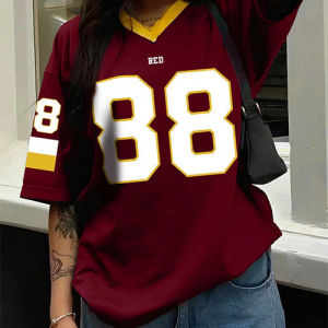 Mens and Womens Casual Printed Casual Sports T-Shirt American Retro Style Quick Dry Street Breathable Fitness Jersey