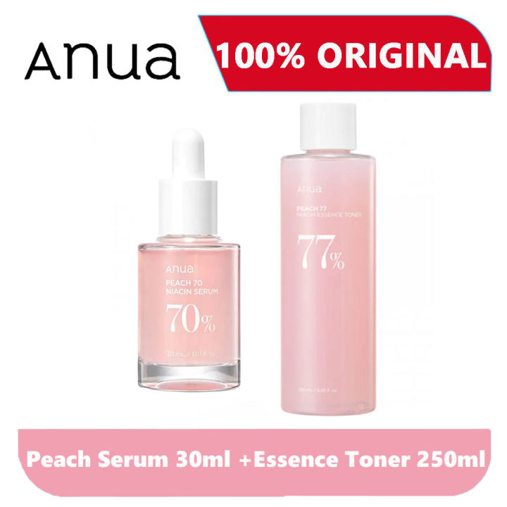 Anua Peach 70% Niacin Serum 30ml + ANUA Peach 77 Niacin Essence Toner ...