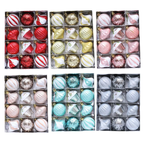 Pack Of 12 Christmas Ball Ornament Plastic Hanging Decorations For Tree Cake Tabletop Holiday Party Decoration