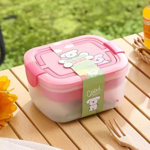 Lunch Box for Students Square Divided Microwave Oven Bento Box Leakproof Food Container for Picnic Camping