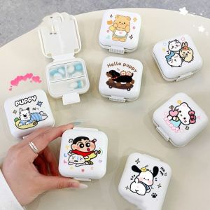 NDEURDI กันชื้น กล่องเก็บยา กันน้ำกันน้ำได้ การ์ตูนลายการ์ตูน กล่องใส่ยาขนาดเล็ก แบบพกพาได้ พลาสติกทำจากพลาสติก ที่เก็บแหวน/ต่างหู การเดินทางการเดินทาง