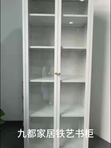 Display Cabinet Iron Bookshelf Cabinet Steel With Glass Door Storage Cabinet Home Book Shelf  (ZS)