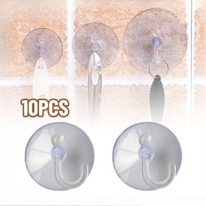 10Pcs Transparent Sucker Transparent Hooks Strong Window Glass Tile Sucker Kitchen Bathroom Window Wall Hooks Supplies