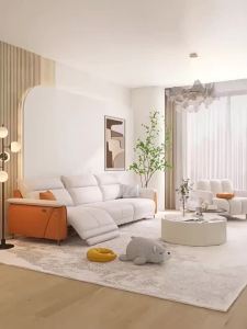 Modern Simple Electric Multi-Functional Leather Sofa First Layer Cowhide Space First Class Living Room Leather Sofa