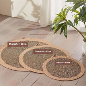 SG 40/60/80CM Cat Scratch Board Round Hand Cat Scratcher Mat Braided Rug Cat Claw Board Mattress