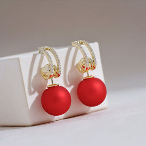 Frascati Rhinestone C-shaped Geometric Pearl Drop Earrings High-end Light Luxury Earring For Women Party Jewelry Gift